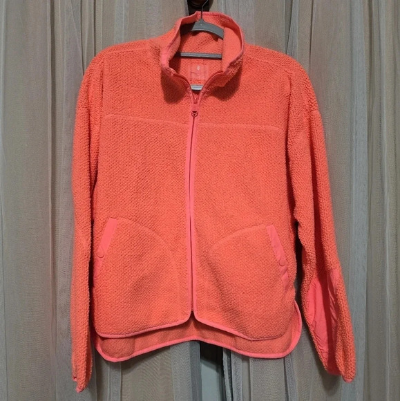 FP Free People Movement Ziggy Up Neon Fleece Oversized Jacket, Full Zip, EUC! - Picture 1 of 10